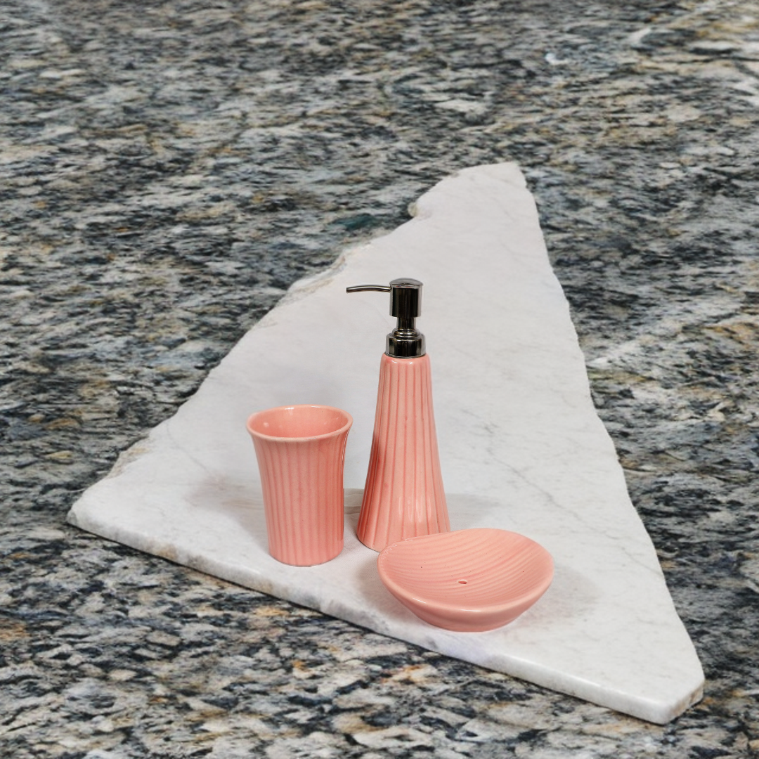 Elegant Pink Ceramic Bath Set