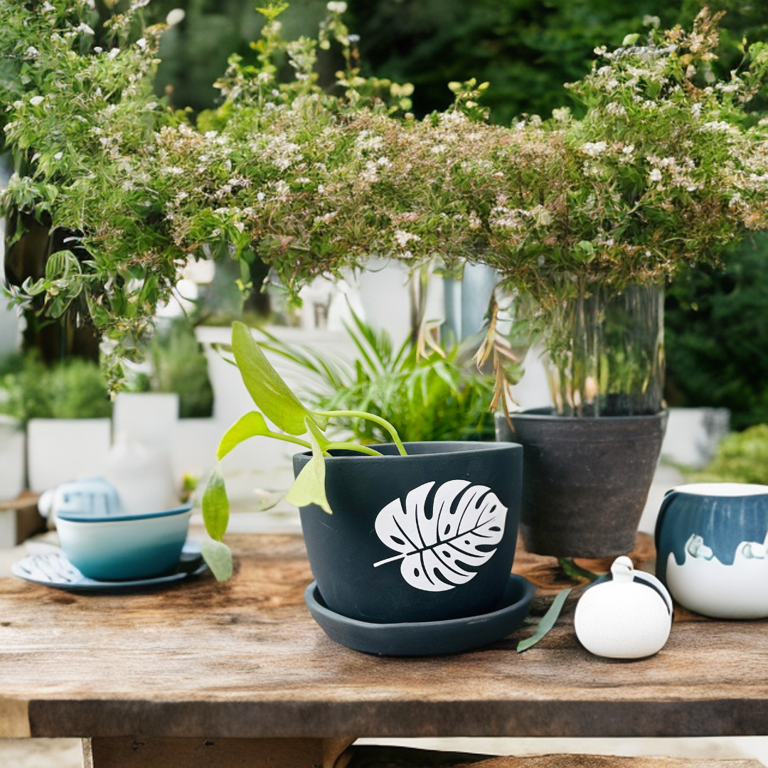 Black Planter & Bottom Plate 