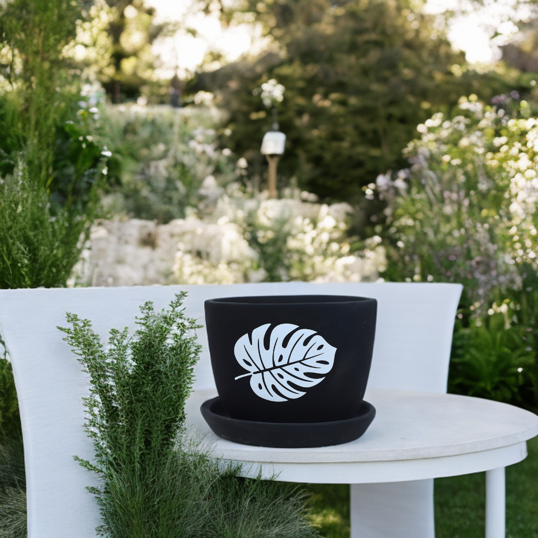 Black Planter & Bottom Plate 