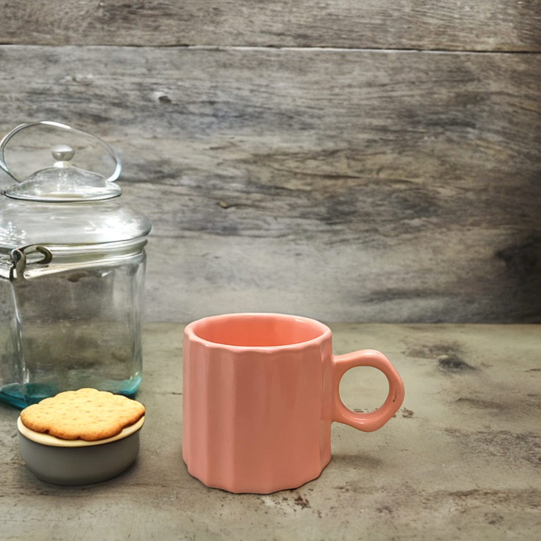 Ceramic Tea Cups Grid Design Set of 2
