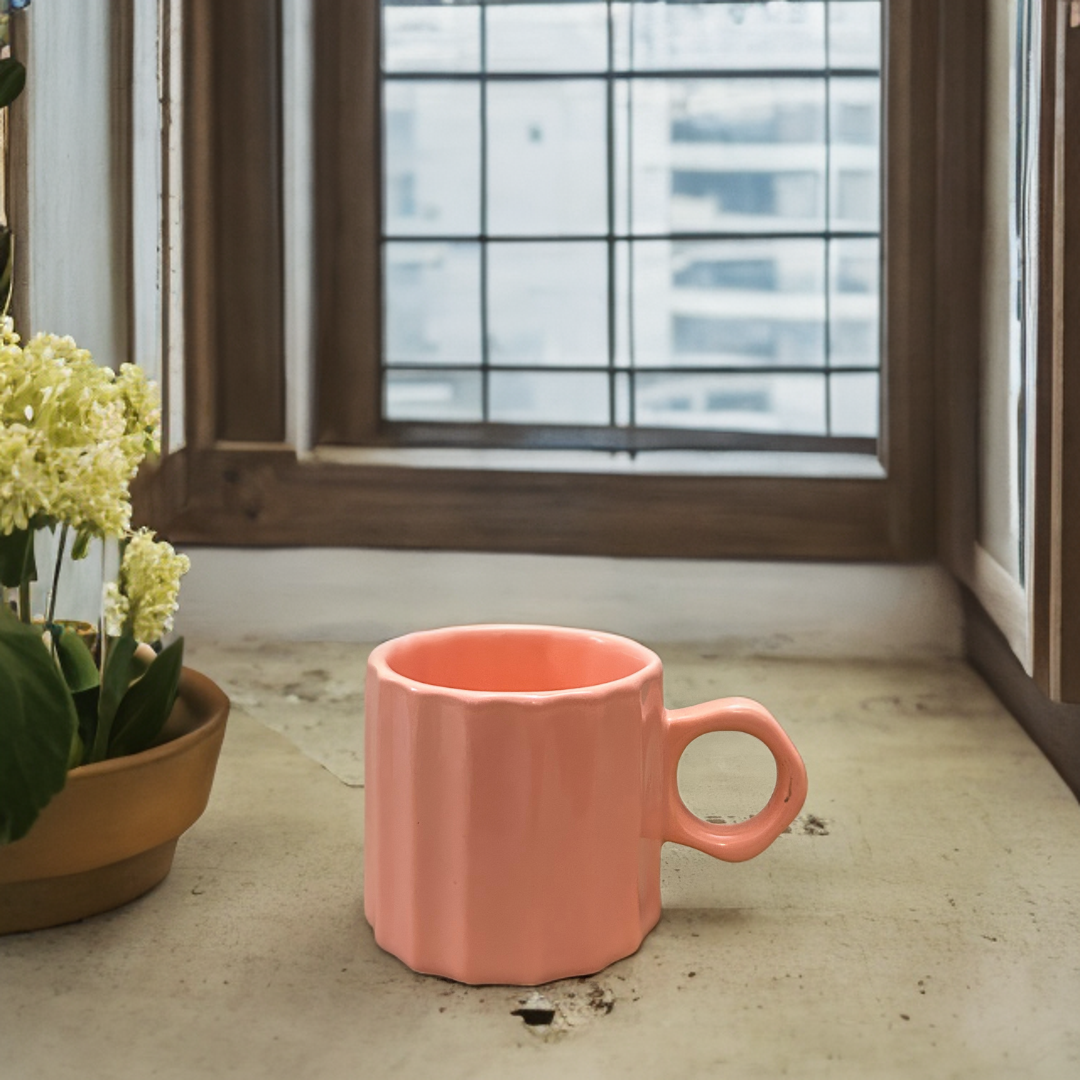 Ceramic Tea Cups Grid Design Set of 2