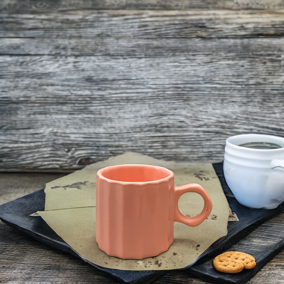 Ceramic Tea Cups Grid Design Set of 2