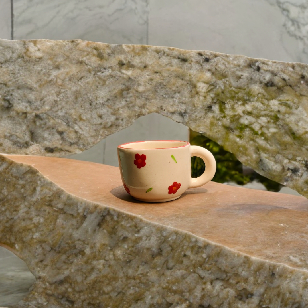 Bordeax foral print ceramic cup set of 2