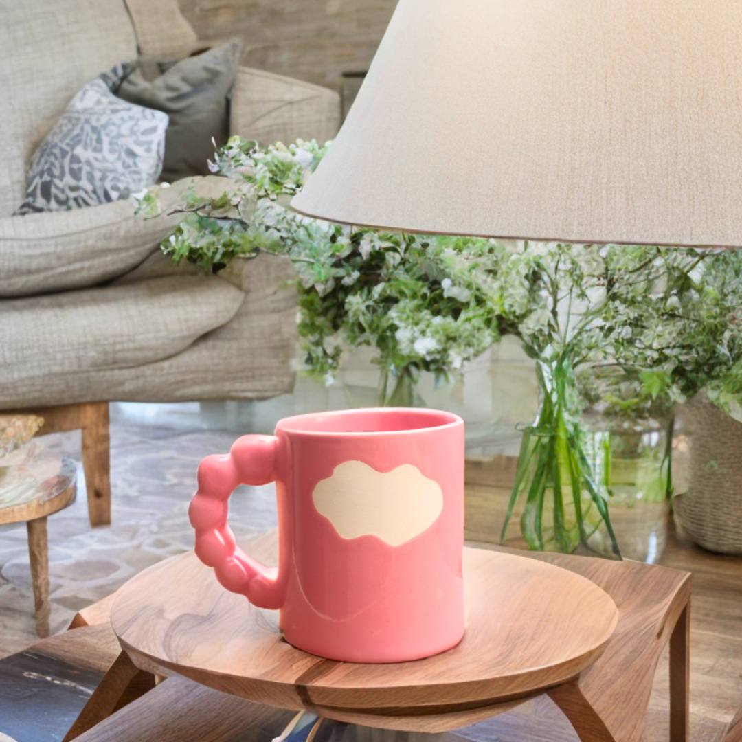 Ceramic Coffee Mug with Cloud Design (Pastel PINK)