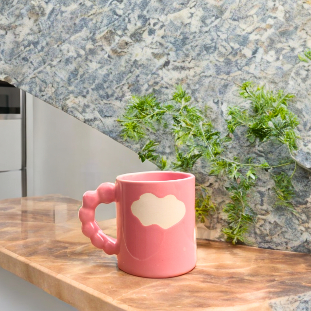 Ceramic Coffee Mug with Cloud Design (Pastel PINK)