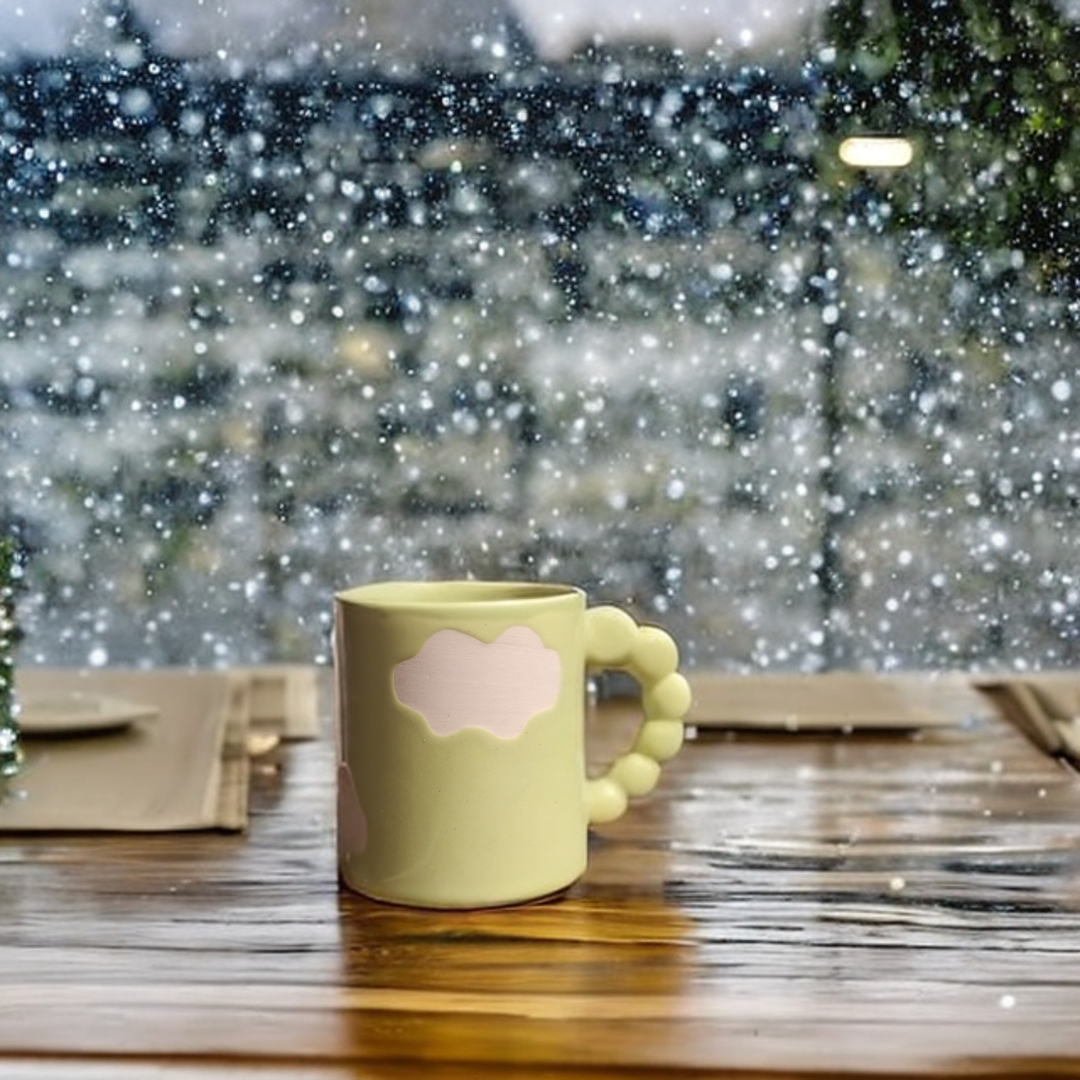 Ceramic Coffee Mug with Cloud Design (Pastel GREEN)