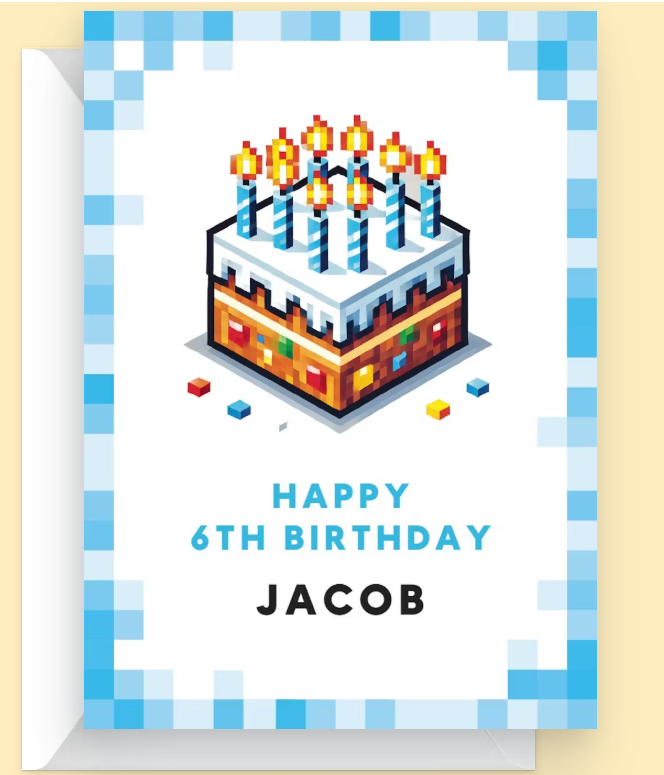 Level Up Card – Minecraft Cake Edition