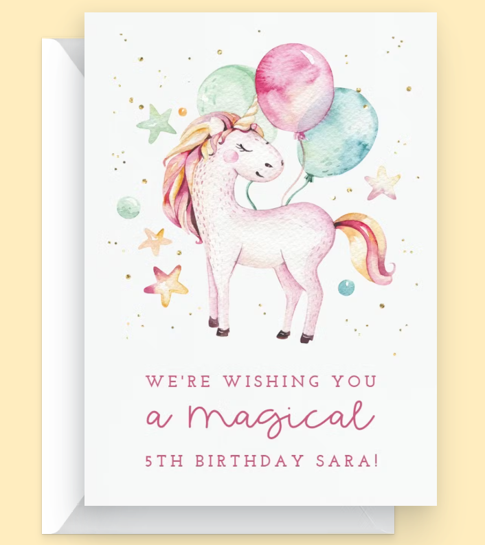 Unicorn Magic – Customizable Birthday Greeting Card