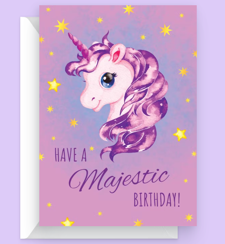 Majestic Whimsy – Unicorn Birthday Card