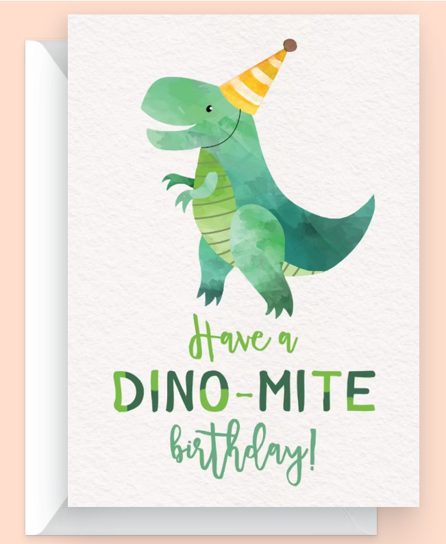 Dino-Mite Day – Cute Dinosaur Birthday Card