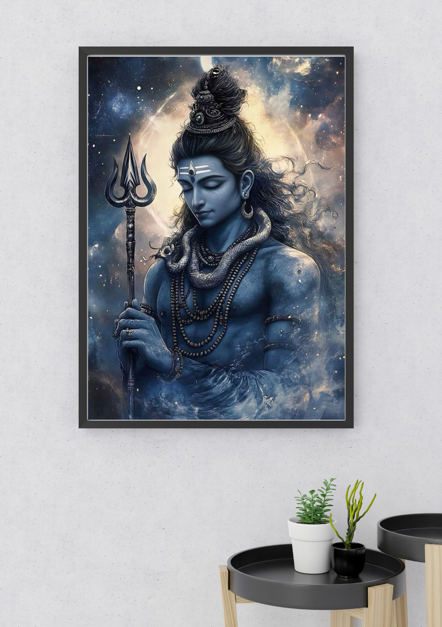 The Shiva Poster | 8K HD Wall Art Print | Premium Glossy Photo Paper | 8.3 x 11.7 inch with Frame | Hindu God Mahadev Poster | Spiritual Home Decor