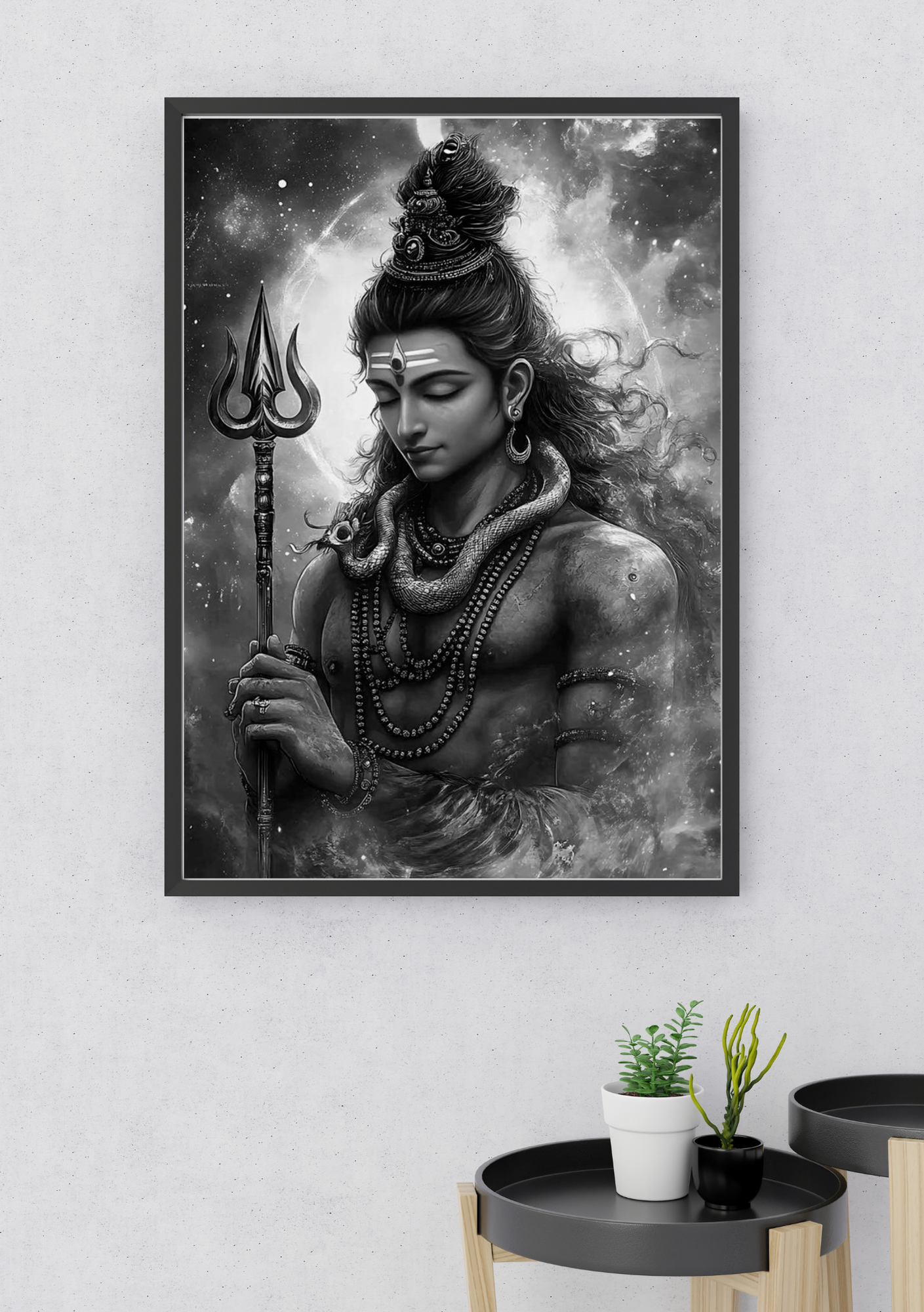 The Shiva Poster | 8K HD Wall Art Print | Premium Glossy Photo Paper | 8.3 x 11.7 inch with Frame | Hindu God Mahadev Poster | Spiritual Home Decor