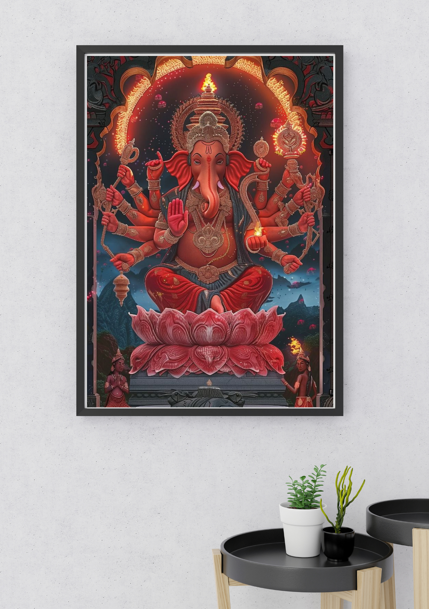 The Ganesha Poster | 8K HD Wall Art Print | Premium Glossy Photo Paper | 8.3 x 11.7 inch with Frame | Hindu God Ganpati Poster | Spiritual Home Decor