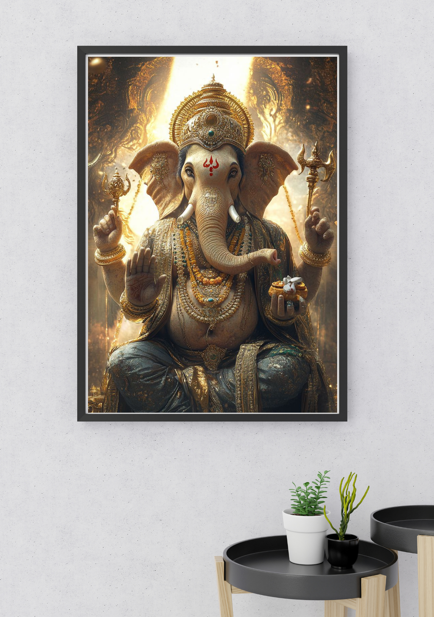 The Ganesha Poster | 8K HD Wall Art Print | Premium Glossy Photo Paper | 8.3 x 11.7 inch with Frame | Hindu God Ganpati Poster | Spiritual Home Decors