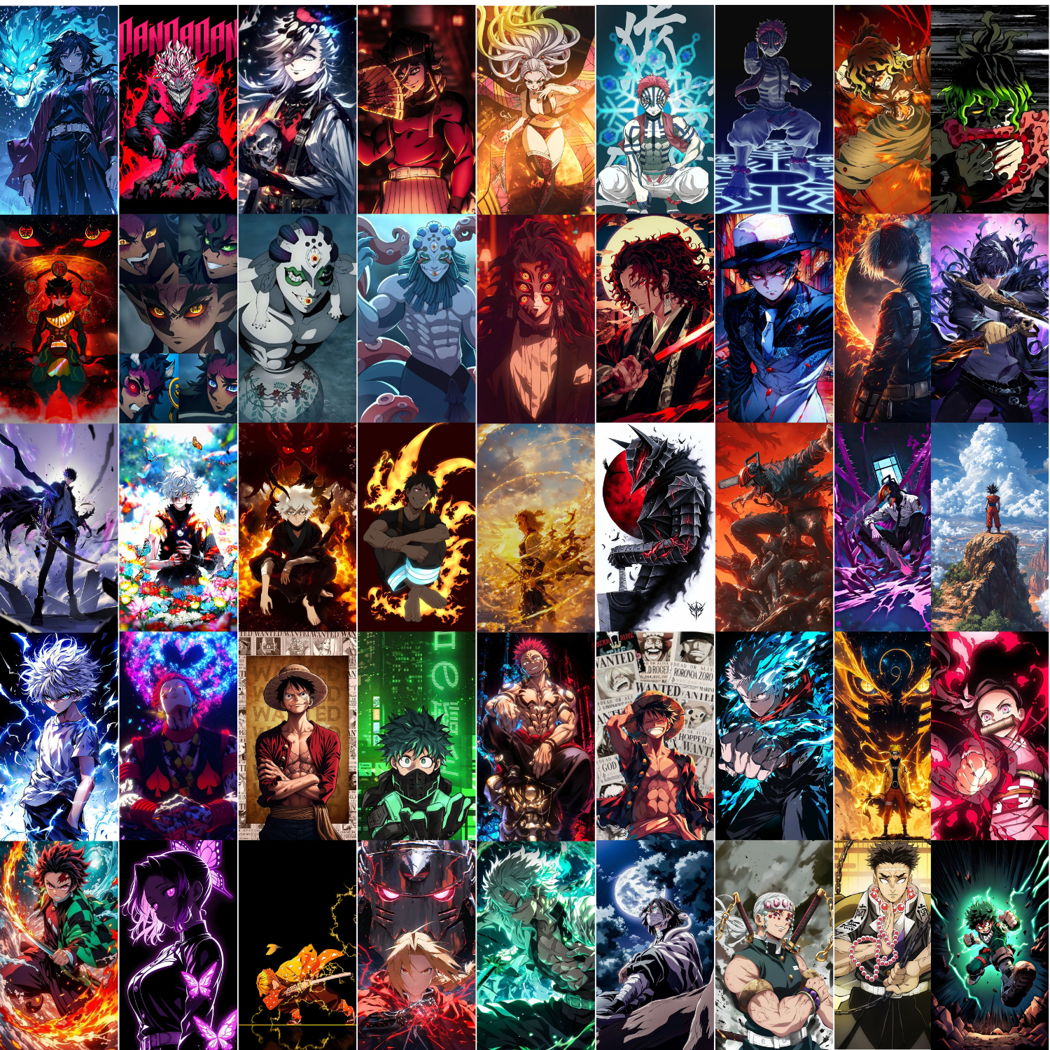 Anime Poster Set of 52  Mixed Designs | 6 x 4 Inch (4R) Premium Photo Paper | Unframed Wall Art for Room, Dorm, Office Decor, bedroom decor