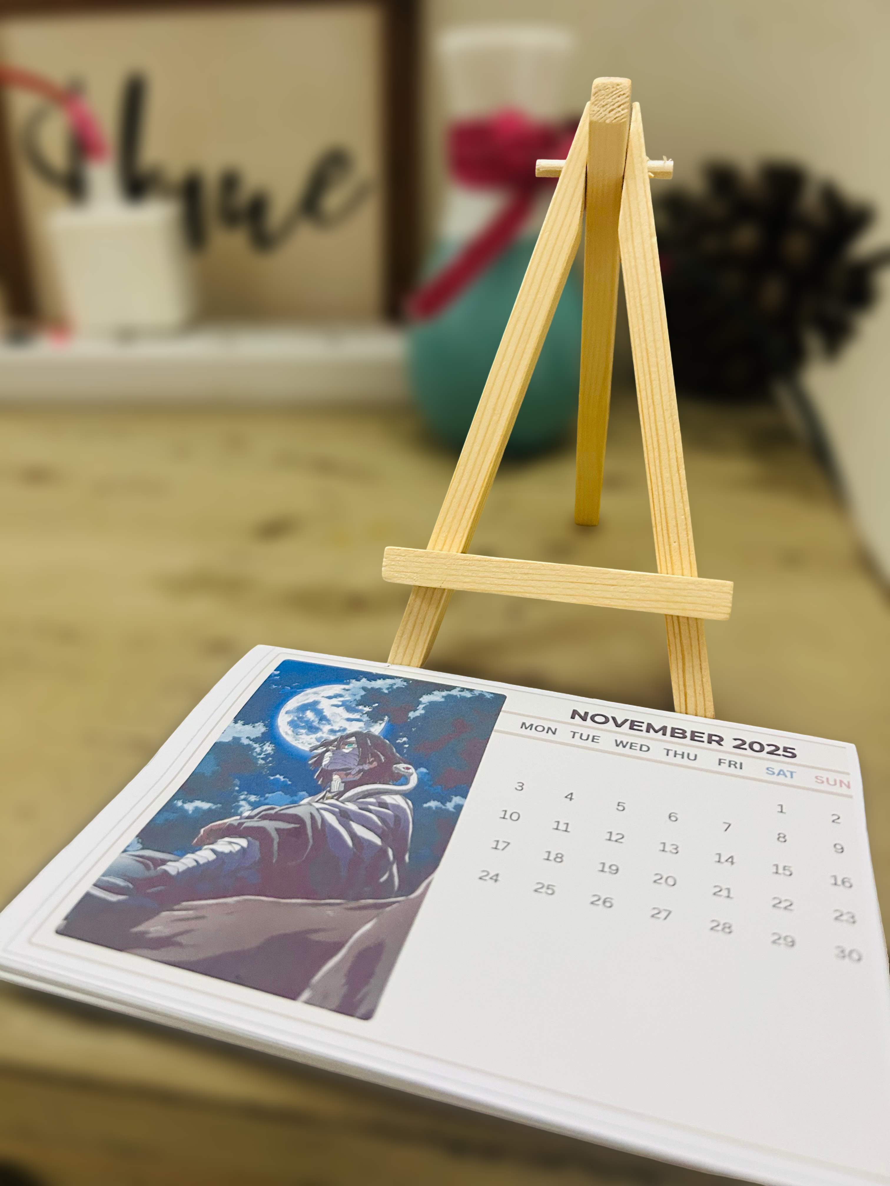 2025 Desk Calendar Card Set with Stand – 12 Monthly 4x6 Inch Aesthetic Anime Art Prints – Perfect Gift for Home Office, Teachers, Friends & Students