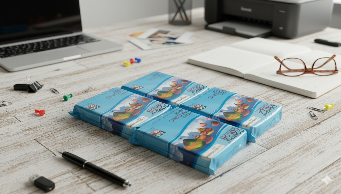 Compu Premium 180 GSM 4R Glossy Photo Paper – Pack of 100 Sheets | Smudge-Free, High-Resolution Printing