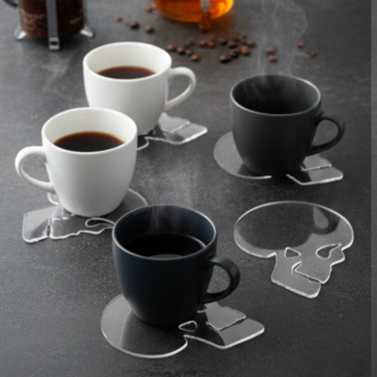 Minimalist Clear Acrylic Slim Coasters Set of 6 | Modern Coffee & Tea Drink Holders | Scratch Resistant, Waterproof, High-Gloss Finish for Home Decor