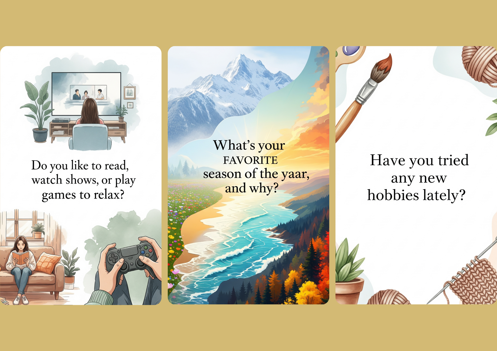 TPD Conversation Starter Cards (Set of 21, 4x6 inch) | Fun Icebreaker Questions for Friends, Couples, Family & Groups (Multi-Conversation Starters)