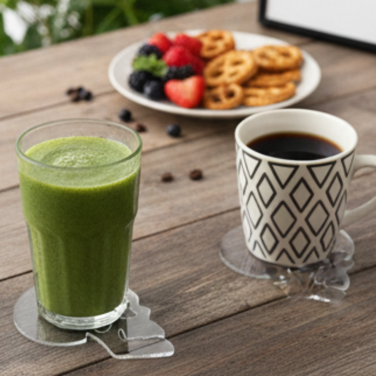 Minimalist Clear Acrylic Slim Coasters Set of 6 | Modern Coffee & Tea Drink Holders | Scratch Resistant, Waterproof, High-Gloss Finish for Home Decor