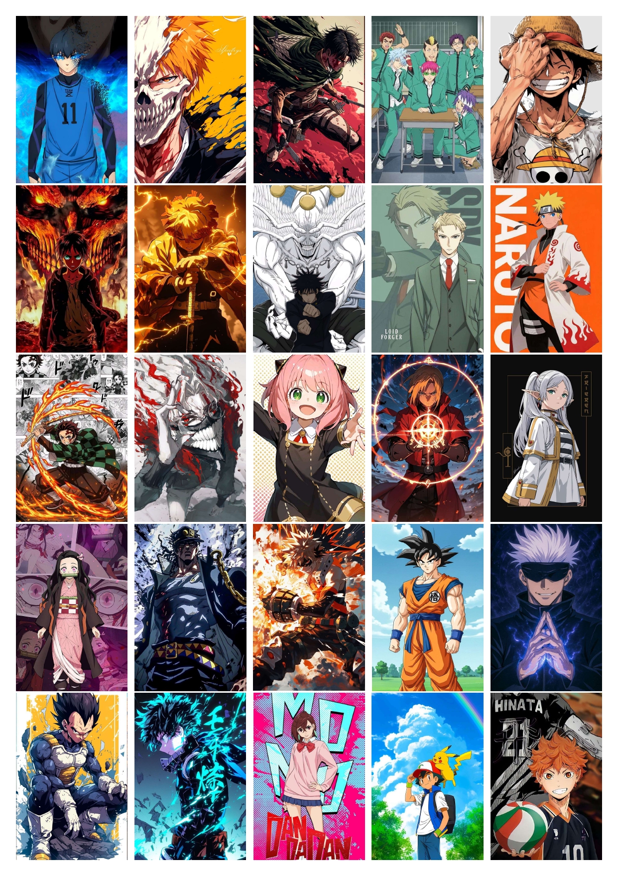 Anime Poster Set of 52  Mixed Designs | 6 x 4 Inch (4R) Premium Photo Paper | Unframed Wall Art for Room, Dorm, Office Decor, bedroom decor