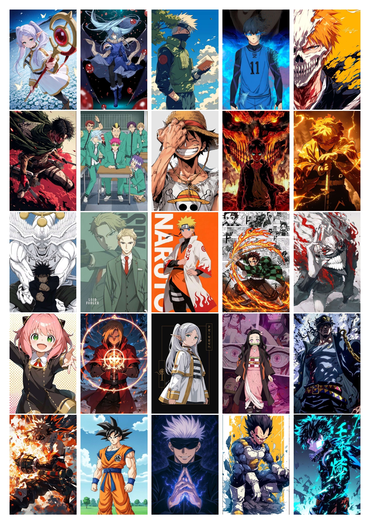 Anime Poster Set of 52 Mixed Designs | 6 x 4 Inch (4R) Premium Photo Paper | Unframed Wall Art for Room, Dorm, Office Decor, bedroom decor