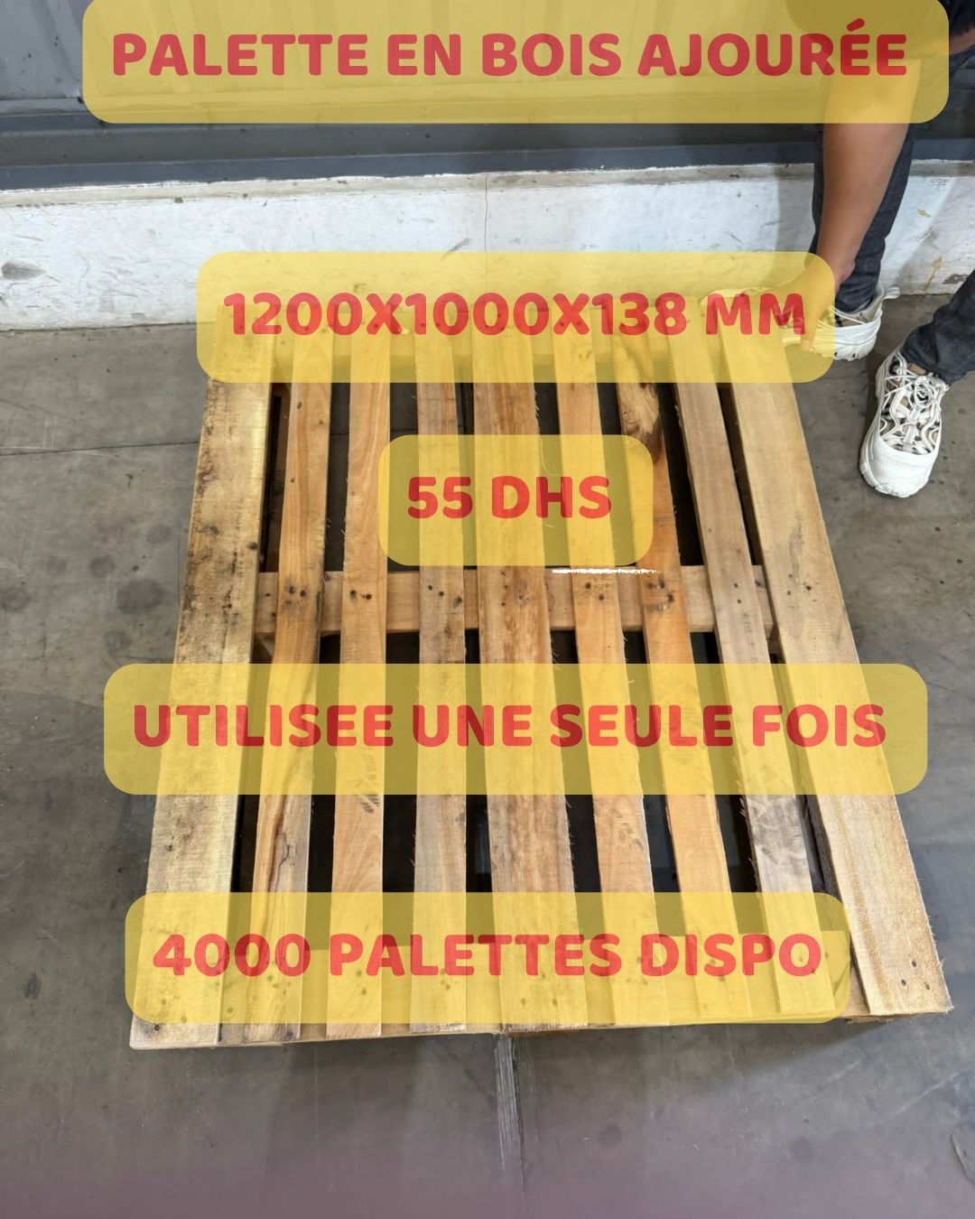 Palette en bois ajourée 1200x1000x138 mm