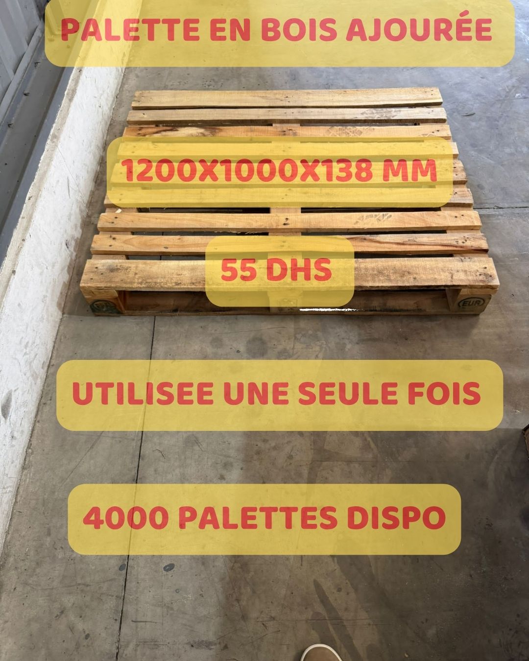 Palette en bois ajourée 1200x1000x138 mm