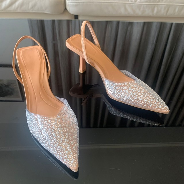 Escarpins pointus, talons hauts pour femme, Sandales, avec perles, LIVRAISON GRATUITE