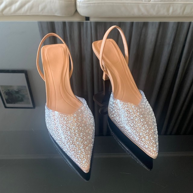 Escarpins pointus, talons hauts pour femme, Sandales, avec perles, LIVRAISON GRATUITE