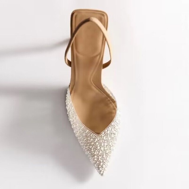 Escarpins pointus, talons hauts pour femme, Sandales, avec perles, LIVRAISON GRATUITE