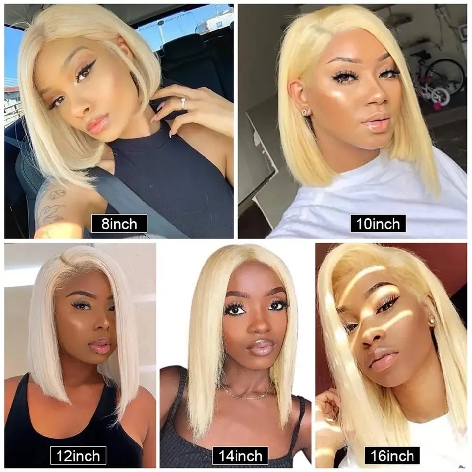 Perruque naturelle, Bob, lisse, à dentelle suisse, blonde miel, cheveux naturels, LIVRAISON GRATUITE