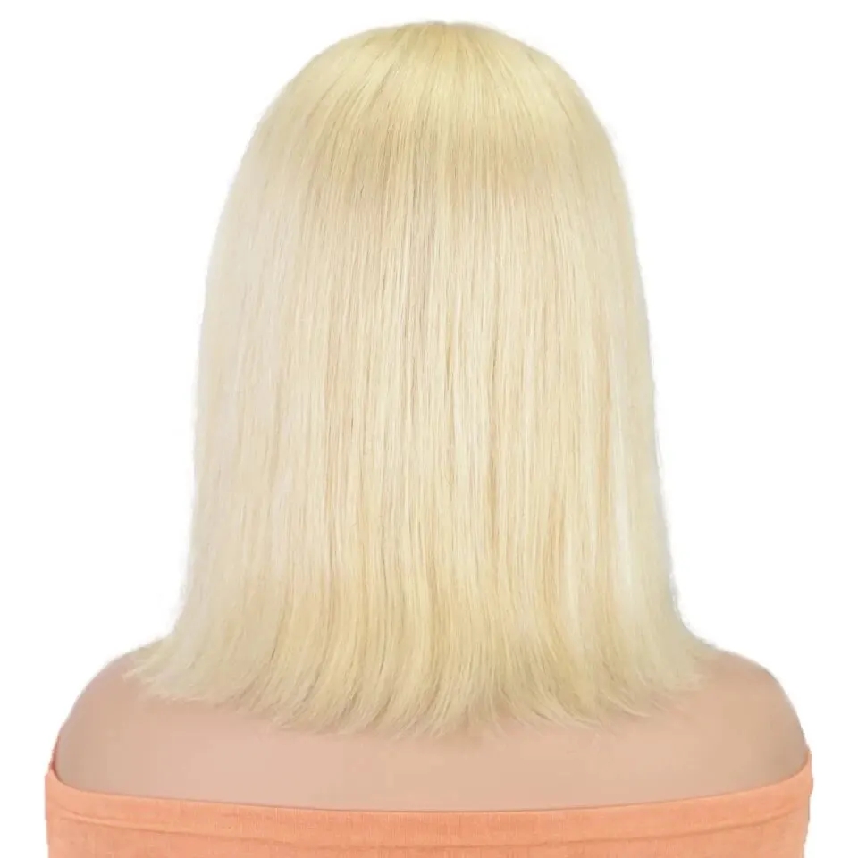 Perruque naturelle, Bob, lisse, à dentelle suisse, blonde miel, cheveux naturels, LIVRAISON GRATUITE