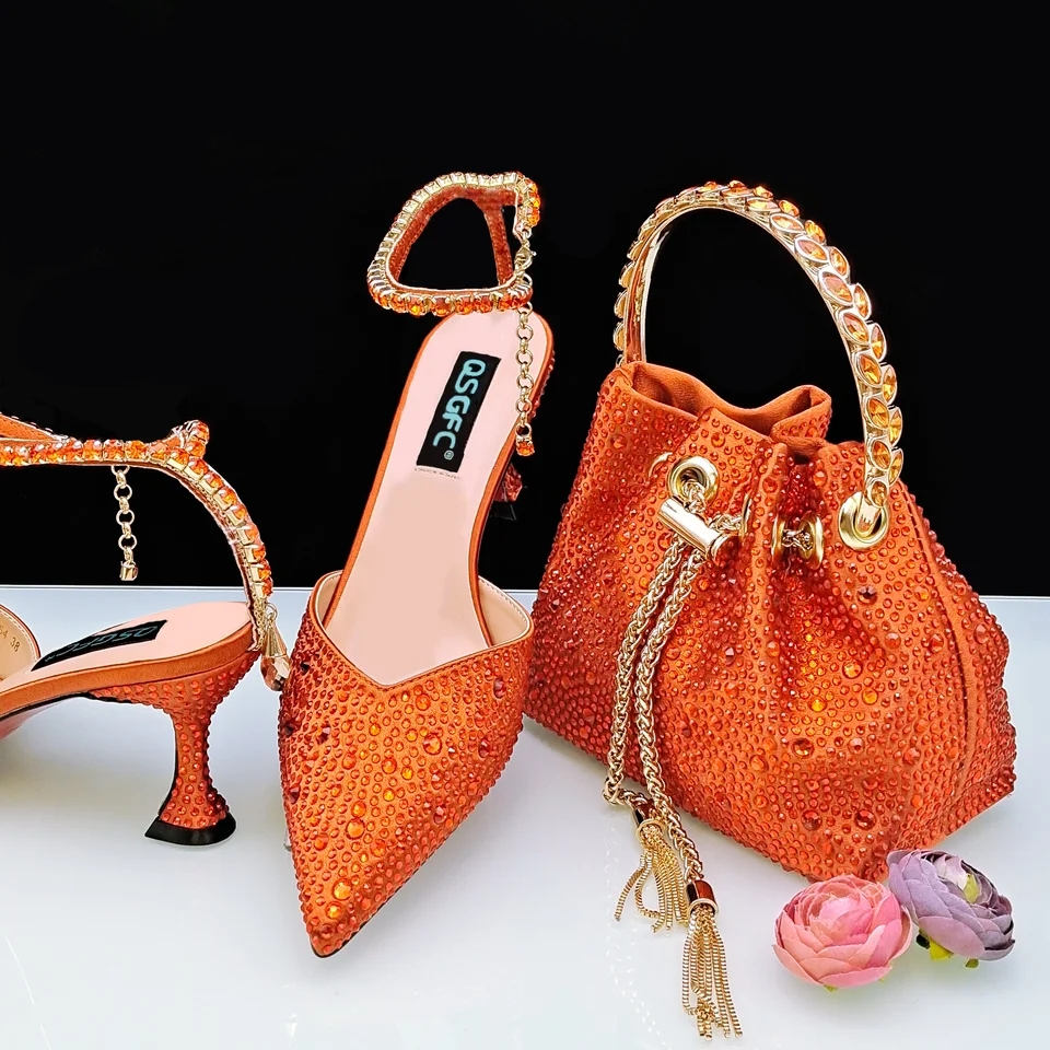chaussures femme talon confortable, avec Sac à poignée souple, style tendance pour sortie, fête, mariage