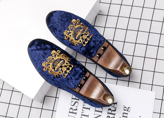Mocassins homme daim, chaussures décontractées homme, broderie à pois
