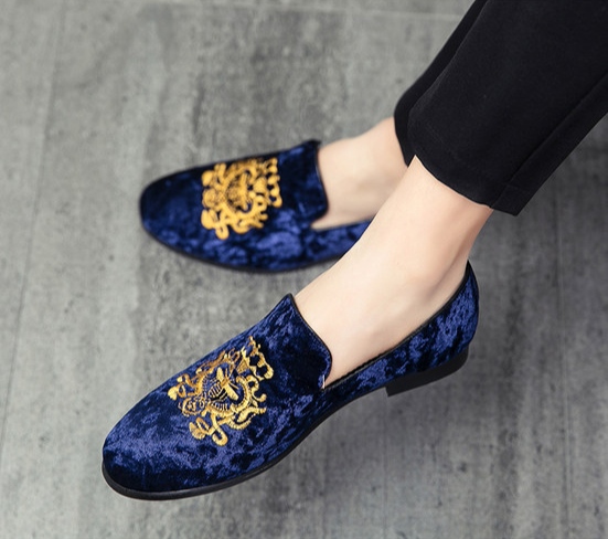 Mocassins homme daim, chaussures décontractées homme, broderie à pois