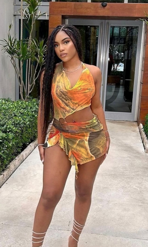 Robe à col licou, mini robe en maille, imprimée colorée, sexy, dos nu, fendue, vêtements de vacances, 2024