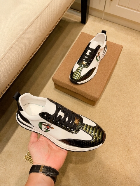 Chaussures de luxe en cuir homme, Baskets à lacets,  style décontracté, cuir de vache, motif Abeille