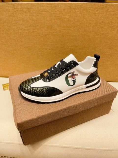 Chaussures de luxe en cuir homme, Baskets à lacets,  style décontracté, cuir de vache, motif Abeille