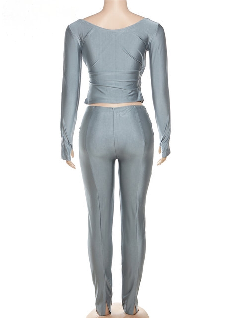 Combinaison deux pièces femme, skinny, Survêtement élégant pour femme, Ensemble 2 pièces, slim, croisé