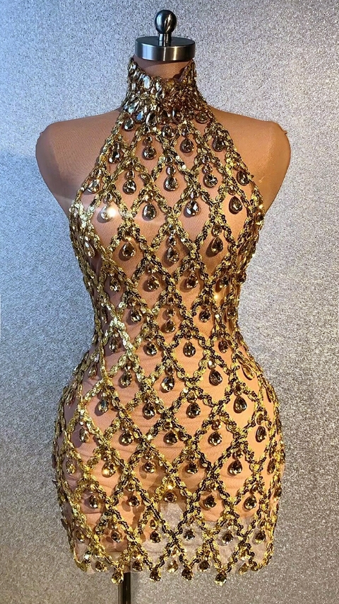 Mini robe de soirée strass scintillante, tenue de soirée sexy et brillante pour femme