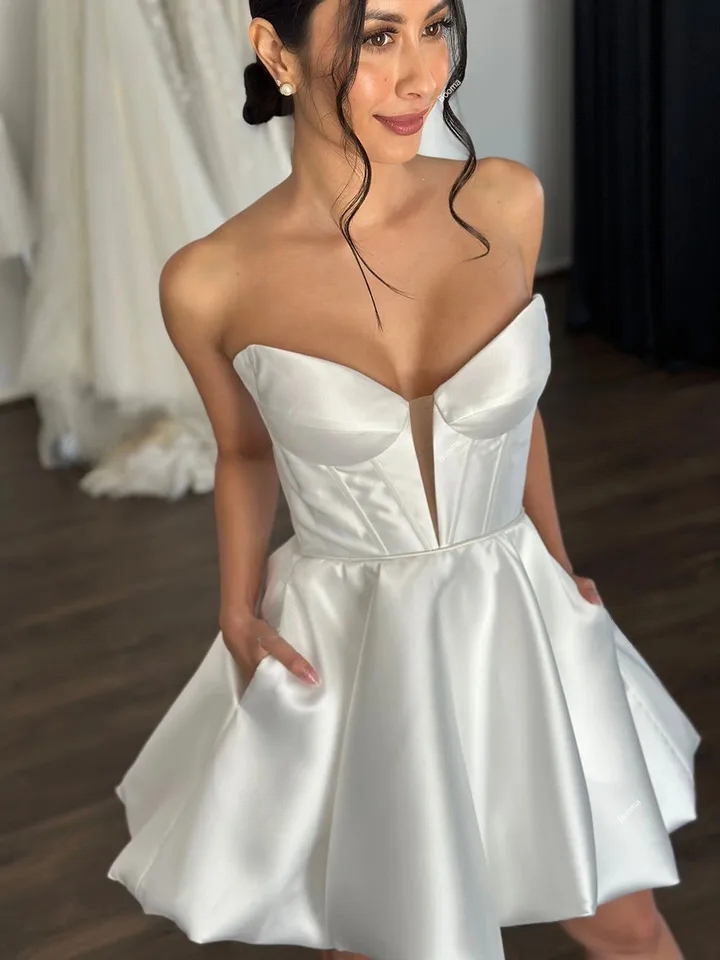Robe de Cocktail en satin courte pour femme / Livraison Gratuite