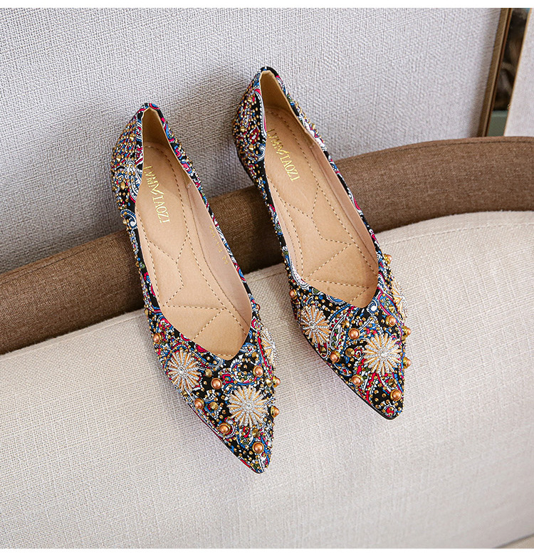 Ballerines confortables en diamant pointu pour femmes, Chaussures plates chics