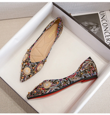 Ballerines confortables en diamant pointu pour femmes, Chaussures plates chics