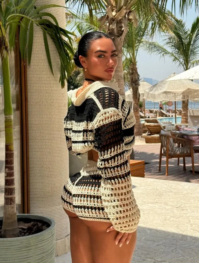Ensemble haut et short en tricot à rayures,  tenues décontractées pour femme
