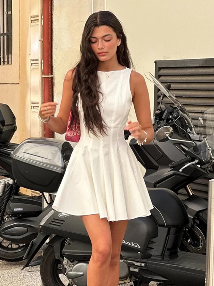 Robe Plissée Élégante pour Femme chic, Forme Trapèze