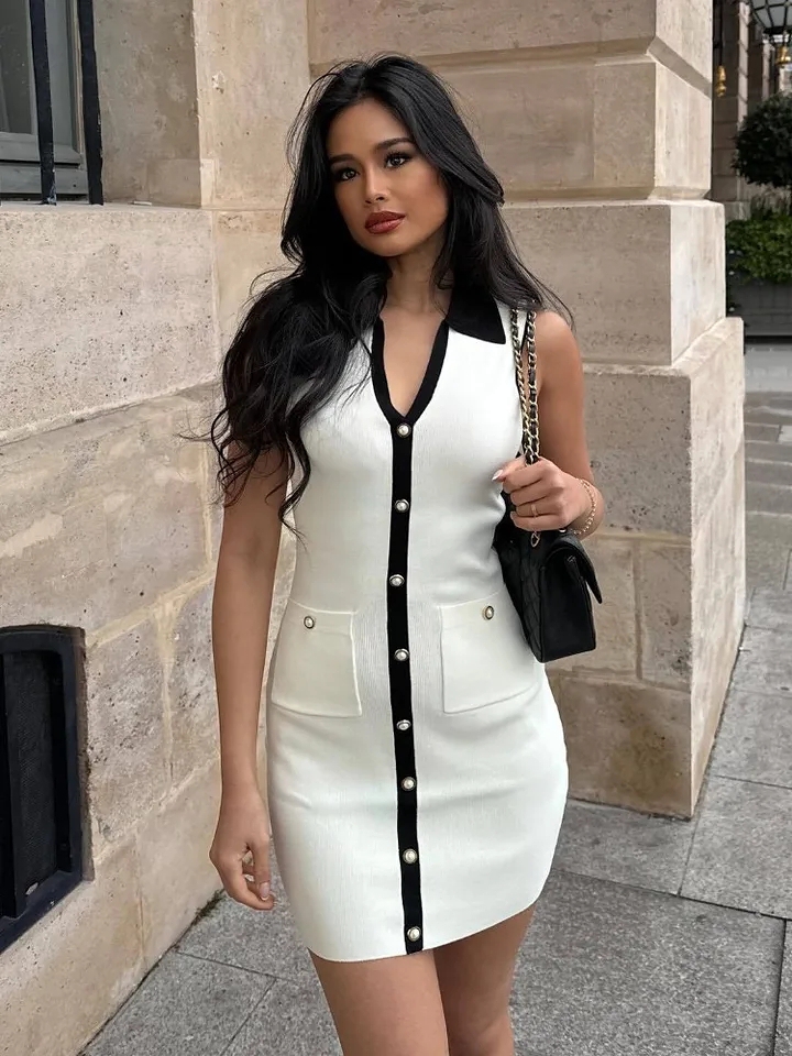 Robe cardigan élégante avec poches et col V pour femme