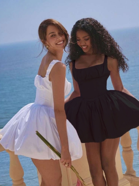 Robe blanche à volants pour femmes, sans manches, lanières de spaghetti