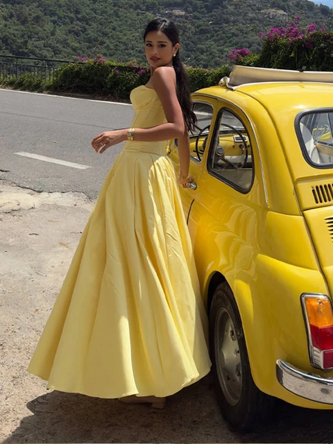 Robe Maxi Plissée Sans Bretelles, Ourlet Long, Tenue Sexy en fibre