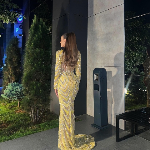 Robe sirène de luxe en cristal scintillant, Robe de soirée élégante et personnalisée